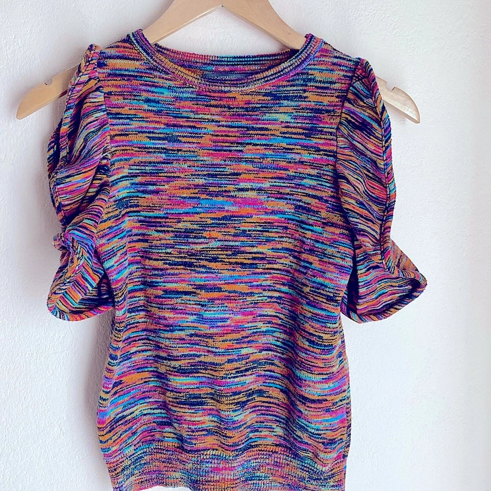 Anthropologie Ruby Striped Flutter Sleeve knit multicolor Top XS